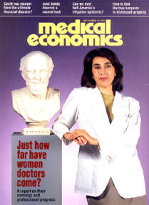 medical economics magazine with Jim Victor's plaster sculture portrait of Hippocrates