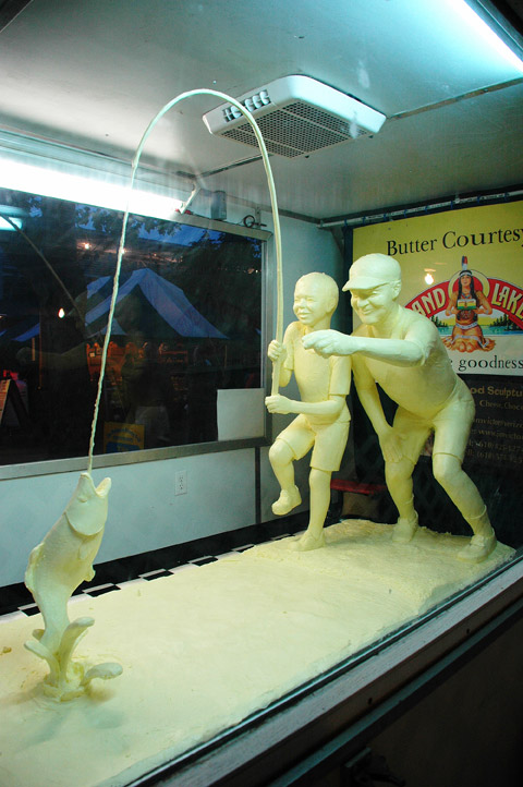 Butter sculpture of Fisherman and boy