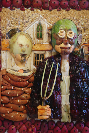"American Gothic" done in vegetables for the Orange County Fair