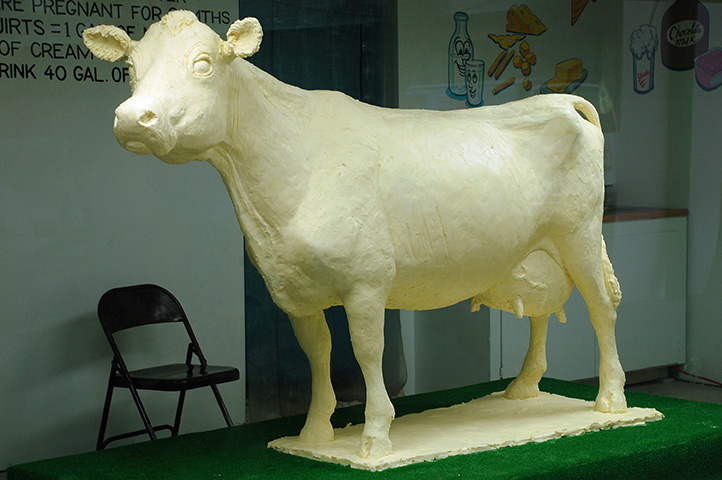 Buttercup, cow sculpted from butter