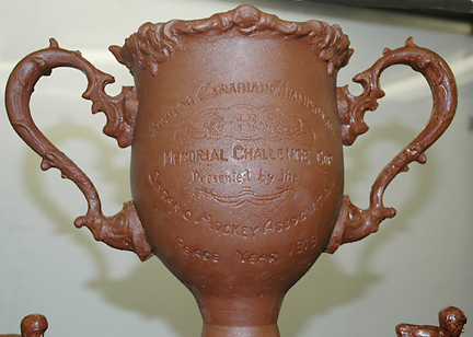 closeup of hockey trophy