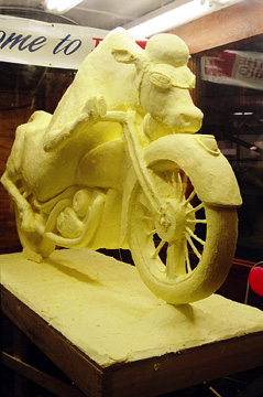 cow on motoercycle for Eastern States Exposition 2005