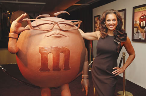 Vanessa Williams with M&M chocolate sculpture