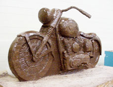 Harley-Davidson carved from chocolate by Jim Victor