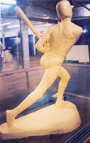 Baseball player Jim Rice carved out of butter by Jim Victor
