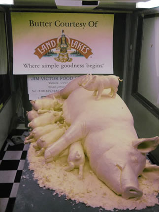 Butter sculpture of Pigs by Jimm Scannell for Jim Victor Food Sculpture