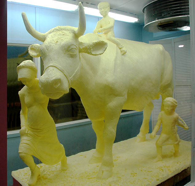 Butter sculpture of ox and family for the Eastern States Exposition, Agawam, MA Sept. 2010