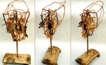 Jim Victor's wood consturction sculpture, three views